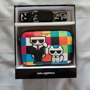 Karl Lagerfeld Multicolor Checkered Maybelle Crossbody Bag in Gift Box NEW!